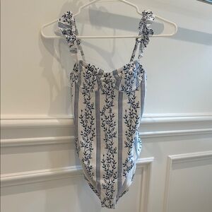Agua Bendita Blue and White Floral One Piece Swimsuit